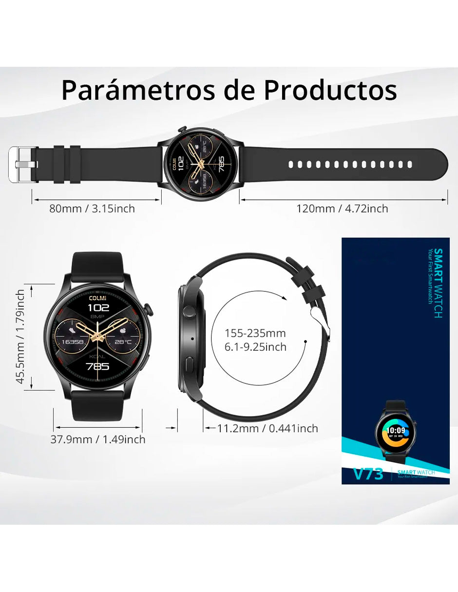 Smartwatch  V73 Multifuncional con pantalla Amoled Negro