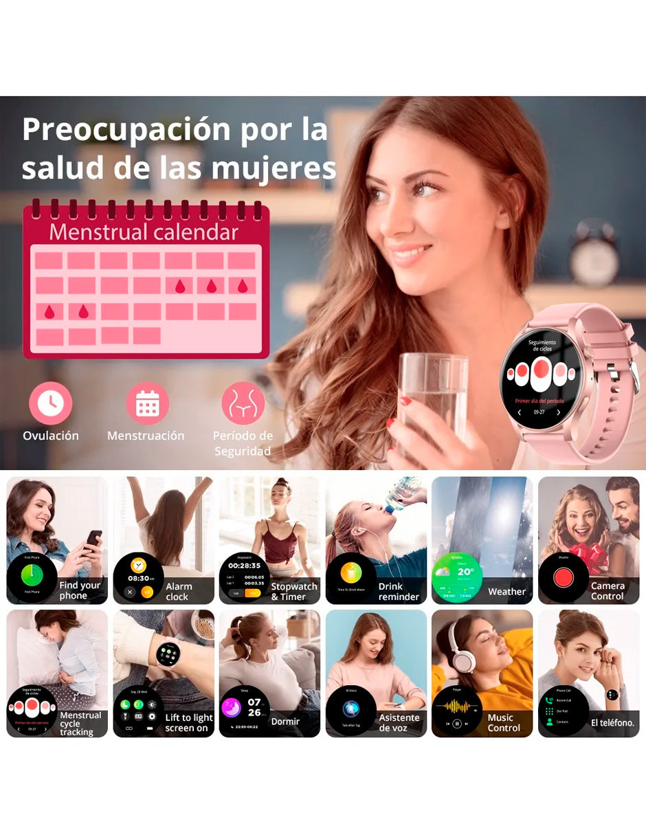 Smartwatch  V73 Multifuncional con pantalla Amoled Rosa