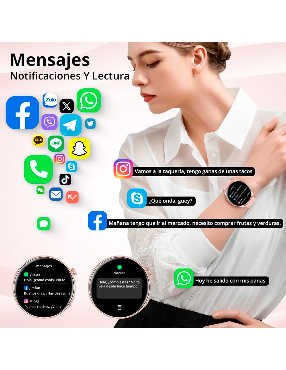 Smartwatch  V73 Multifuncional con pantalla Amoled Rosa