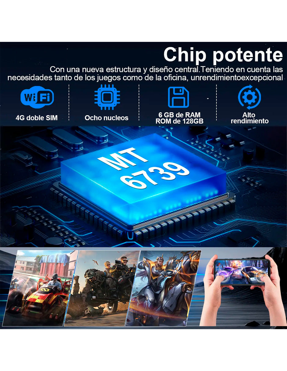 Smartphone V80H 6 GB Ram 128 GB de Interna con Face ID Gris