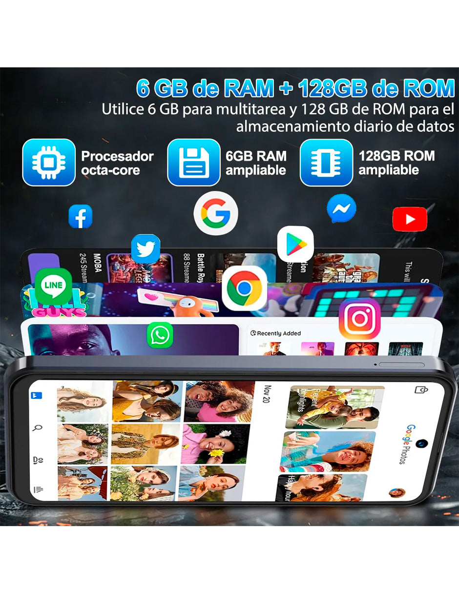 SmartPhone V80j con  6 GB ram+ 128 GB de Dual Sim con Android 13 gris