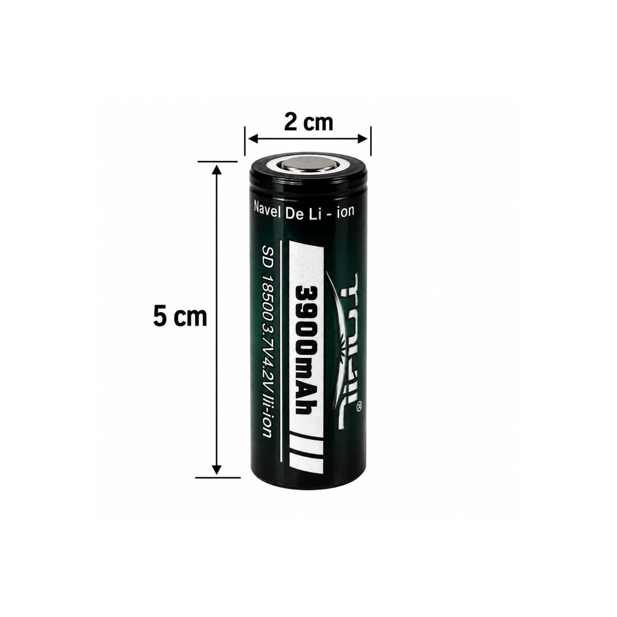 Batería recargable Li-ion tipo 18500 de 3900 mAh indicados y 3.7 V - foto 2