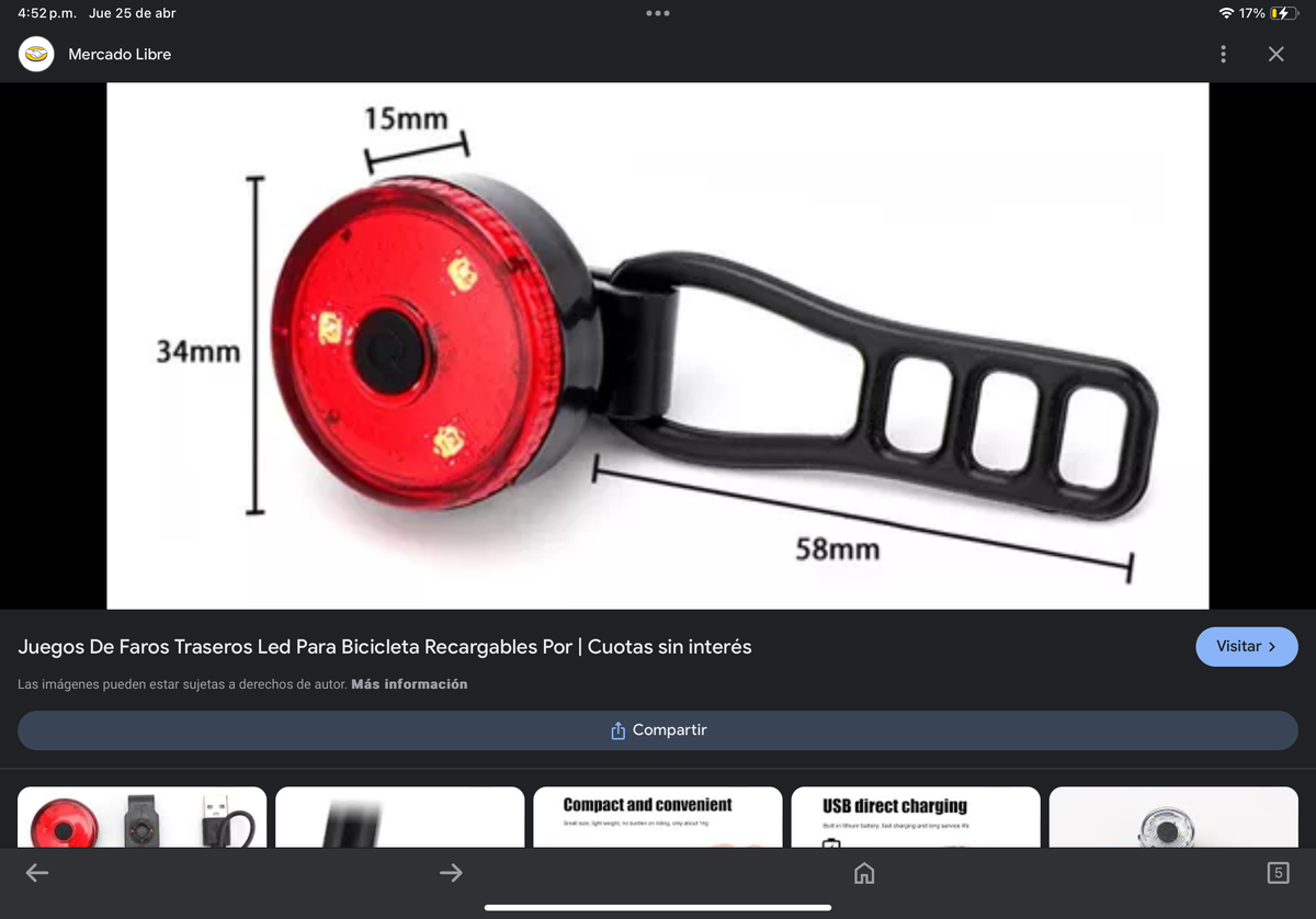 Luz trasera recargable para bicicleta, modelo VOT-Y25A - foto 3
