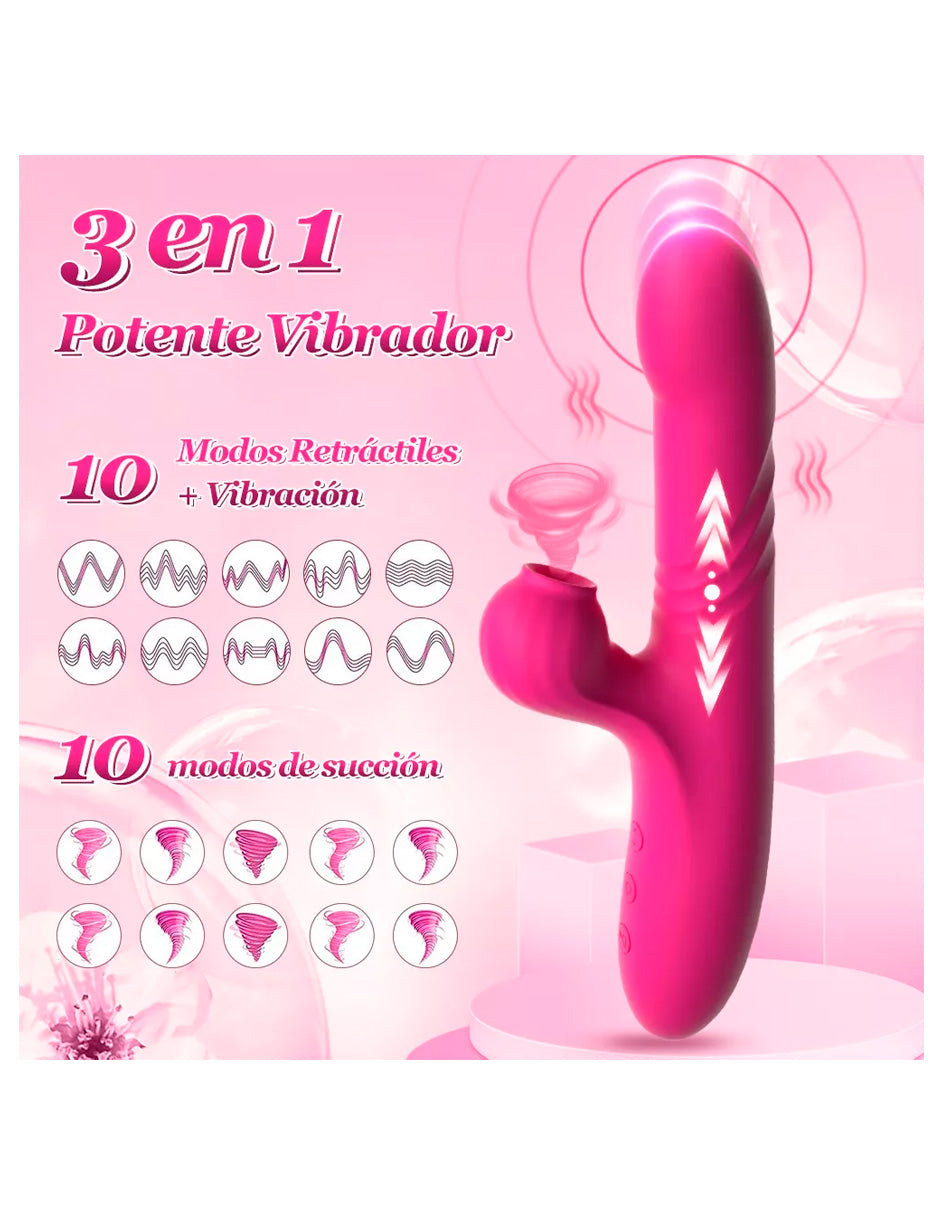 Vibrador Consolador Succion Estimulador Clítoris Telescópica