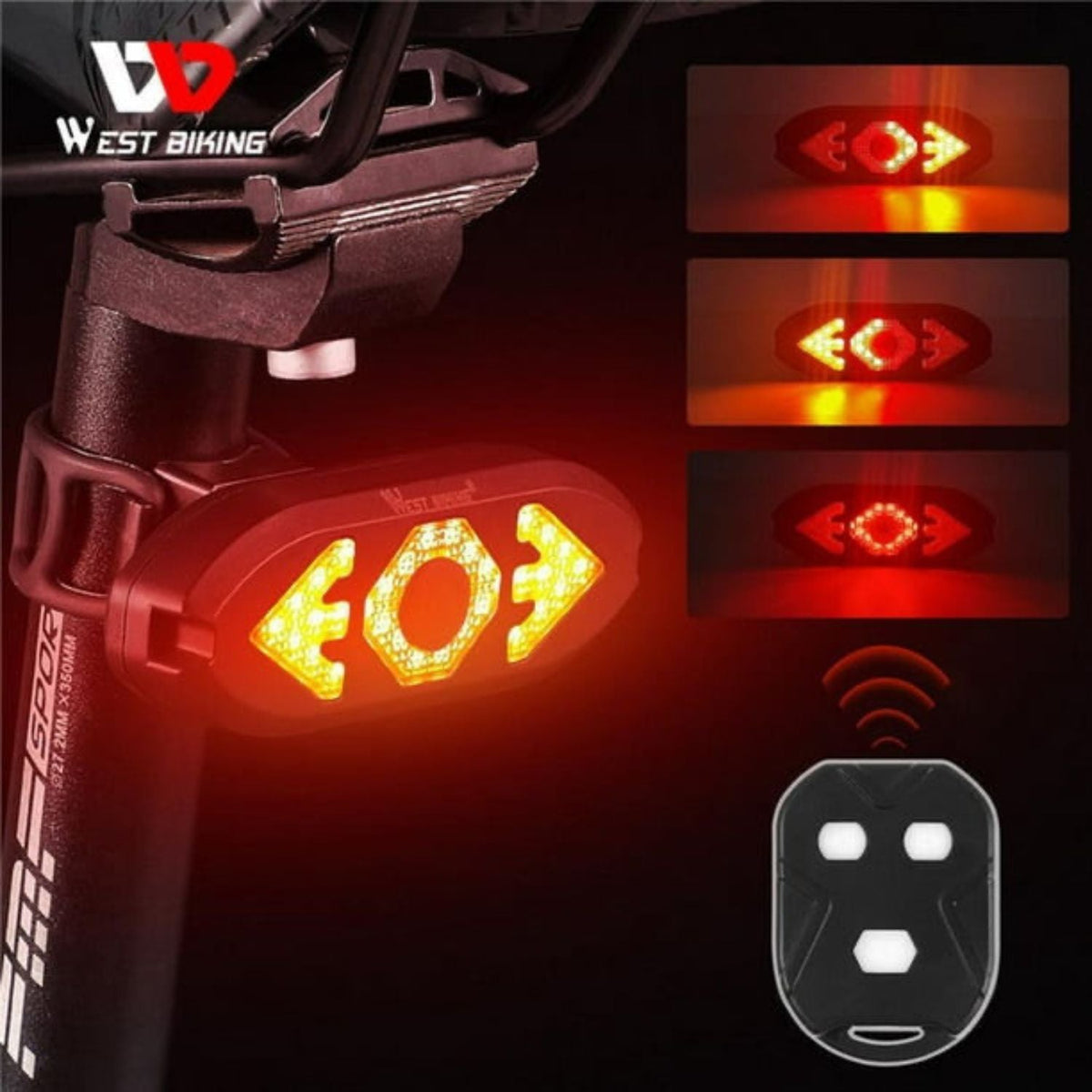 Luz trasera para bicicleta con intermitentes y 5 pasos - foto 4