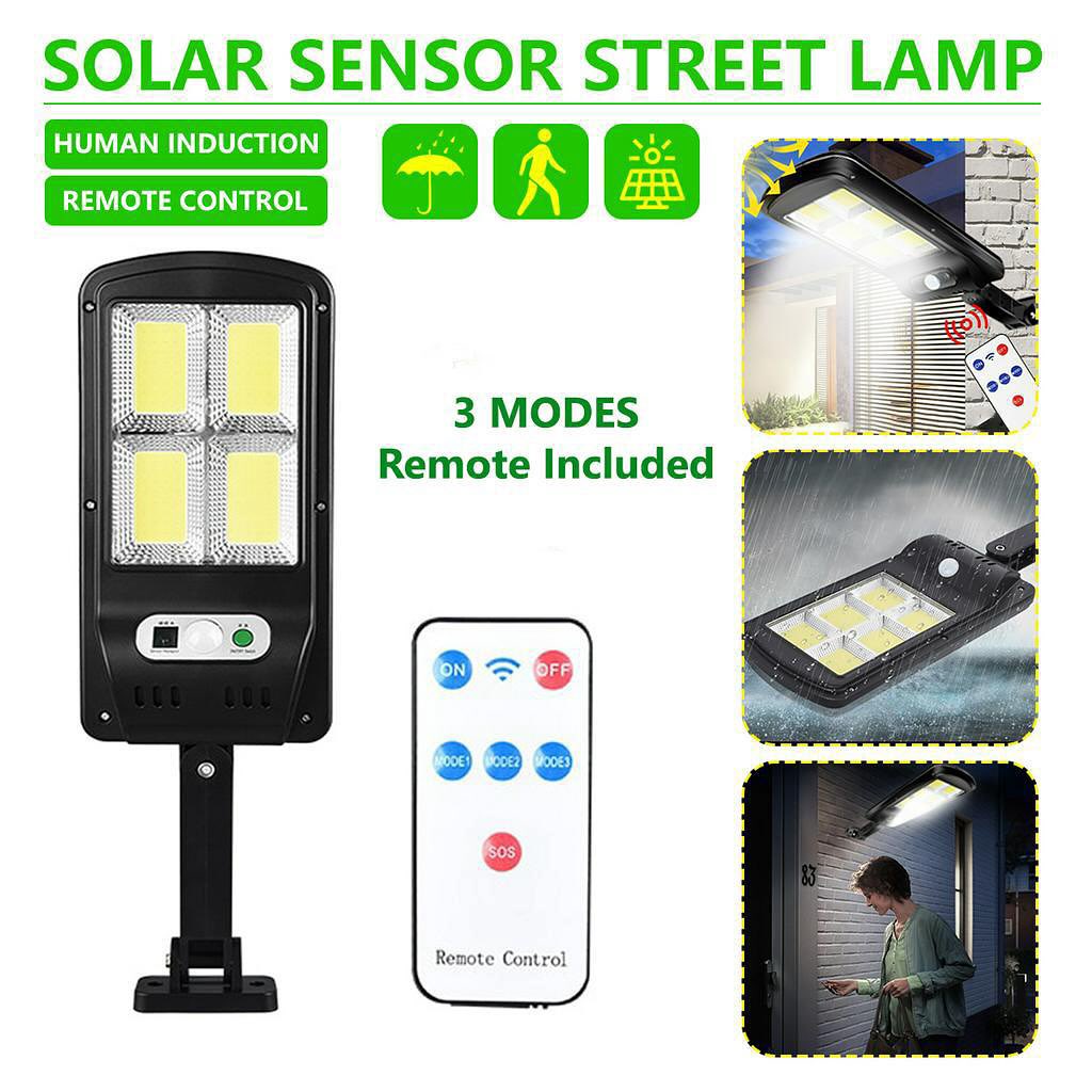 Lámpara LED con sensor nocturno, panel solar y control remoto