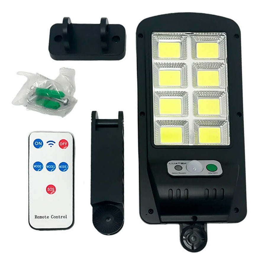 Lámpara LED con sensor nocturno, panel solar y control remoto - foto 3