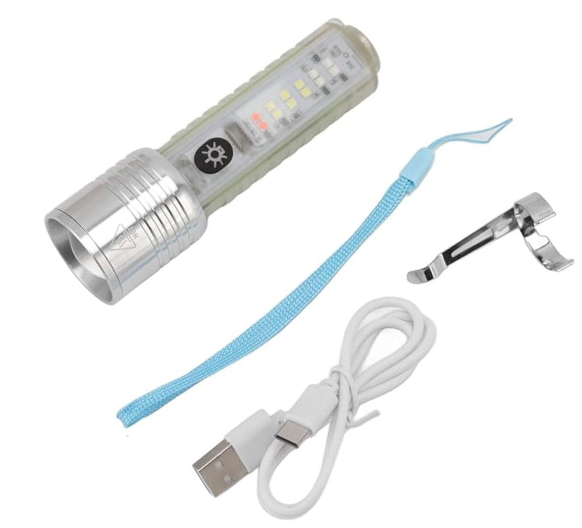 Lámpara de 8 pasos con efecto patrulla, luz UV, imán y carga USB
