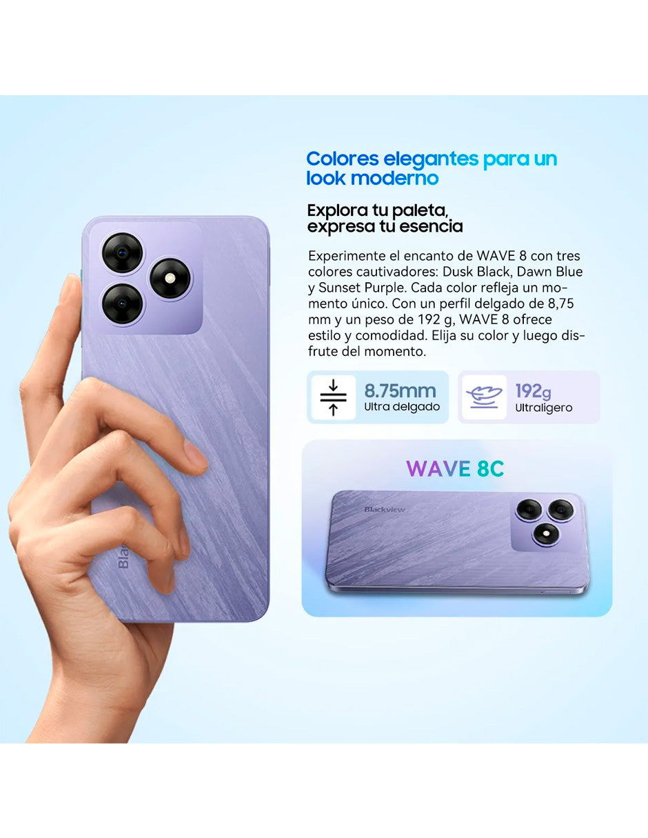 Smartphone Wave 8 4gb + 128gb con Pnatalla Hd+ con Face ID