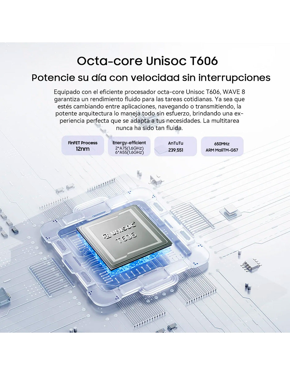 Smartphone Wave 8 4gb + 128gb con Pnatalla Hd+ con Face ID