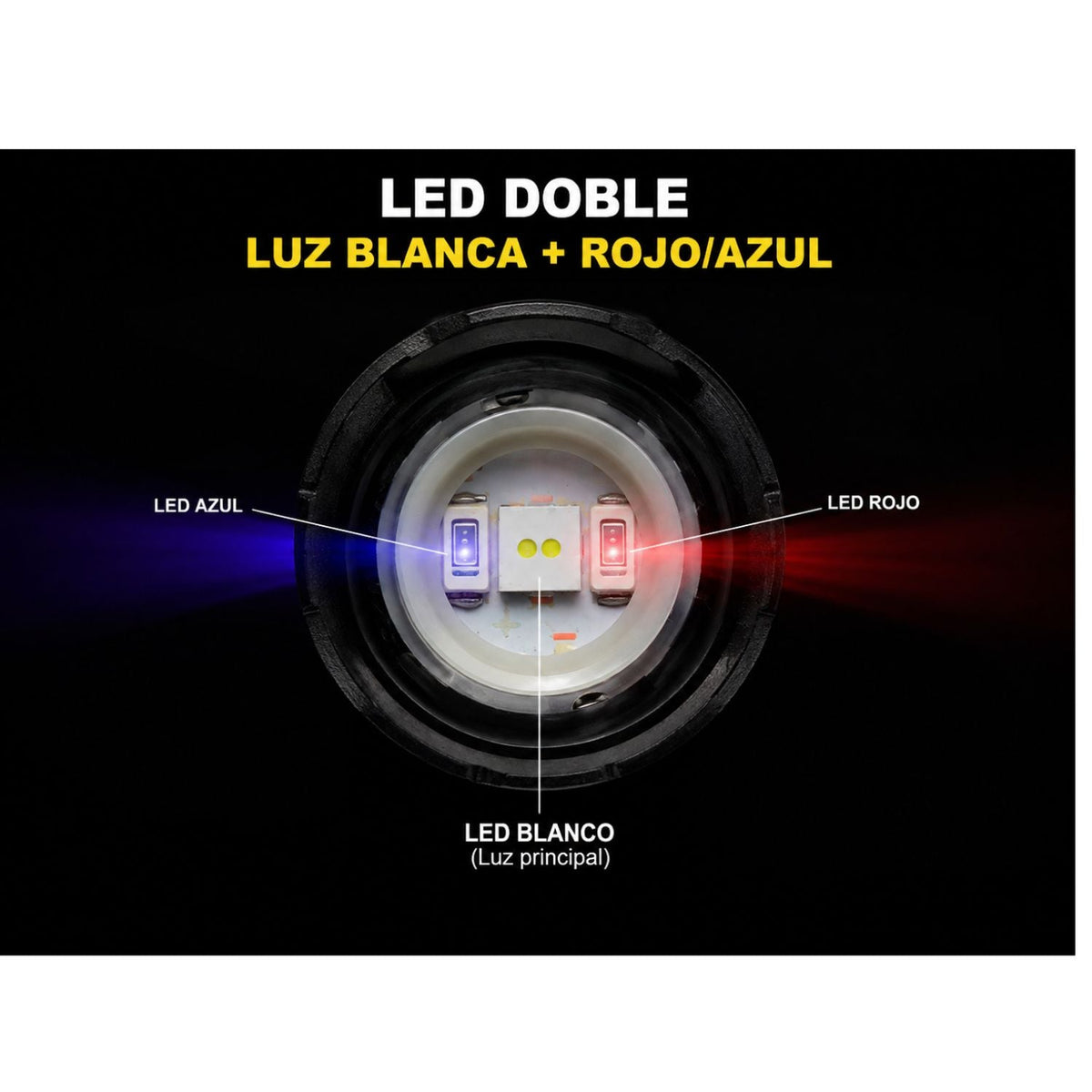 Linterna táctica LED 26650 de 5000 mAh con USB-C y luz patrulla (WL15) - foto 3