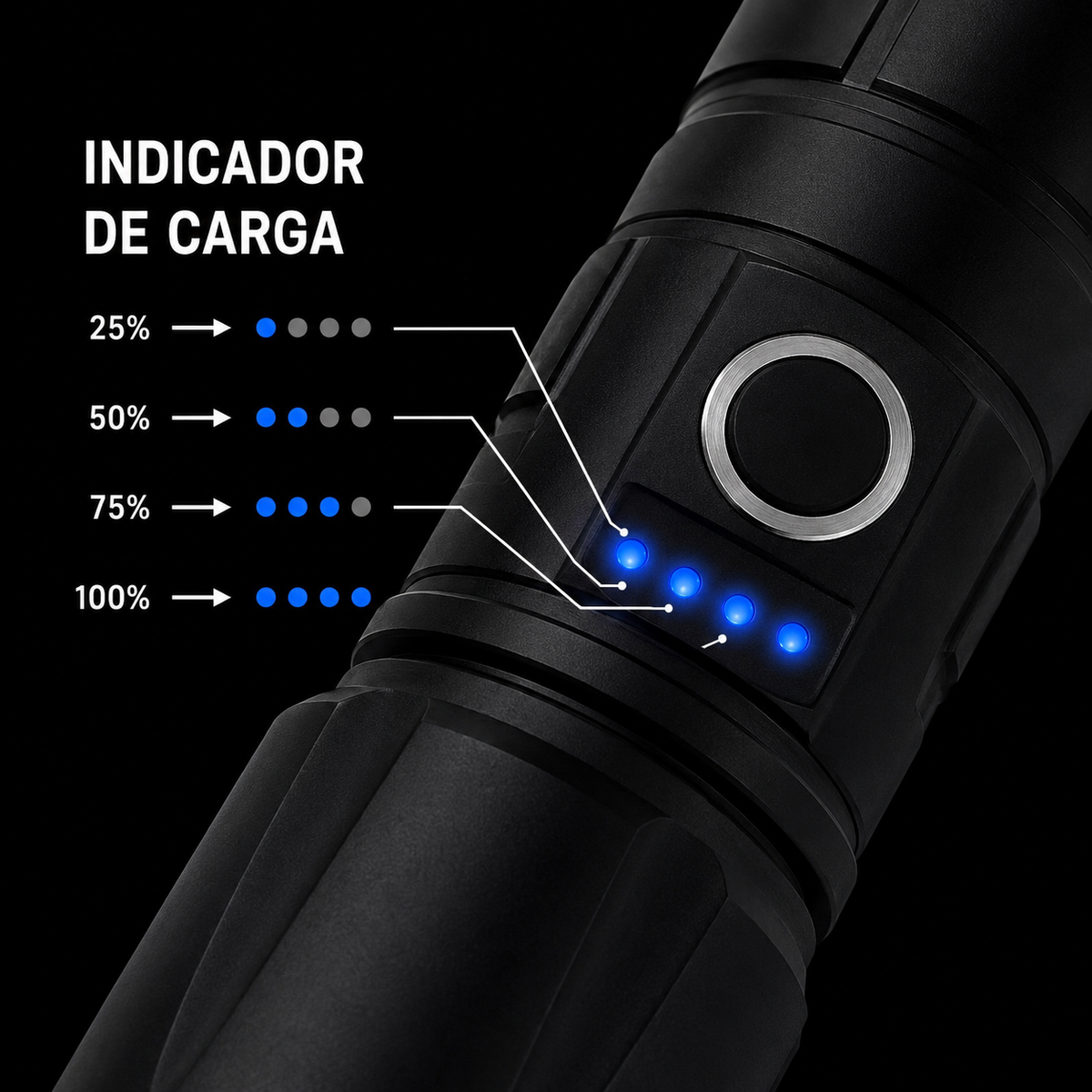 Linterna táctica LED 26650 de 5000 mAh con USB-C y luz patrulla (WL15) - foto 4