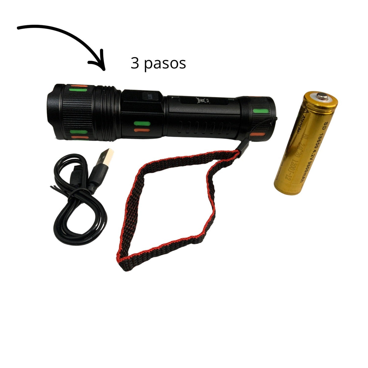 Linterna LED T180 con zoom, indicador digital de carga y USB WL16 - foto 3
