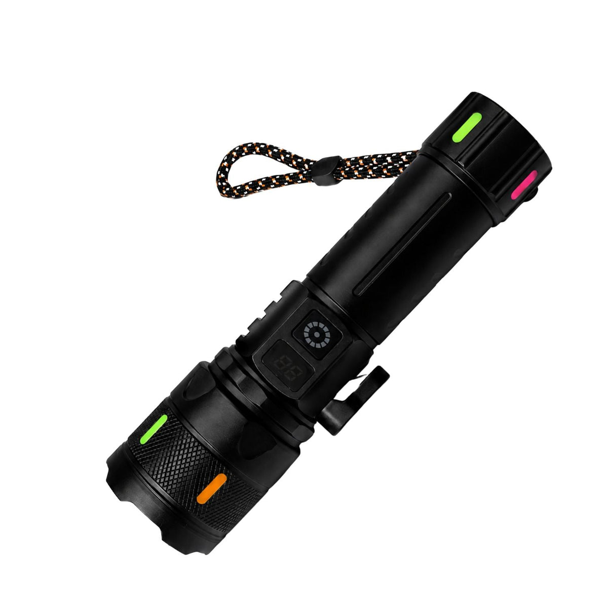 Linterna táctica recargable con zoom, efecto patrulla y cortasoga (WL29)