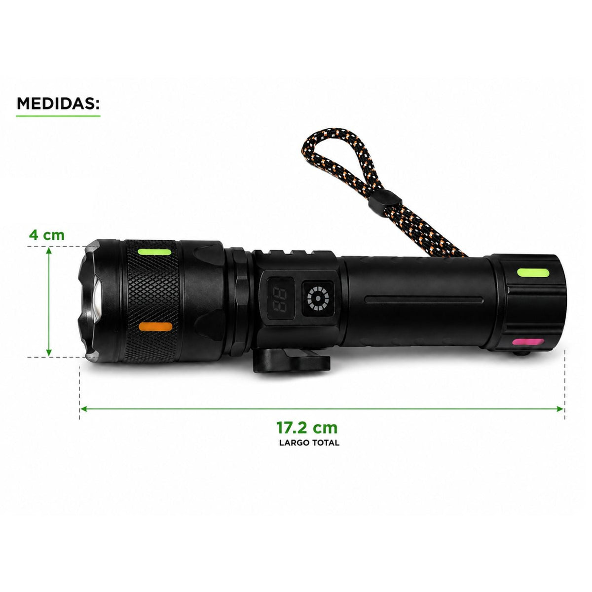 Linterna táctica recargable con zoom, efecto patrulla y cortasoga (WL29) - foto 2
