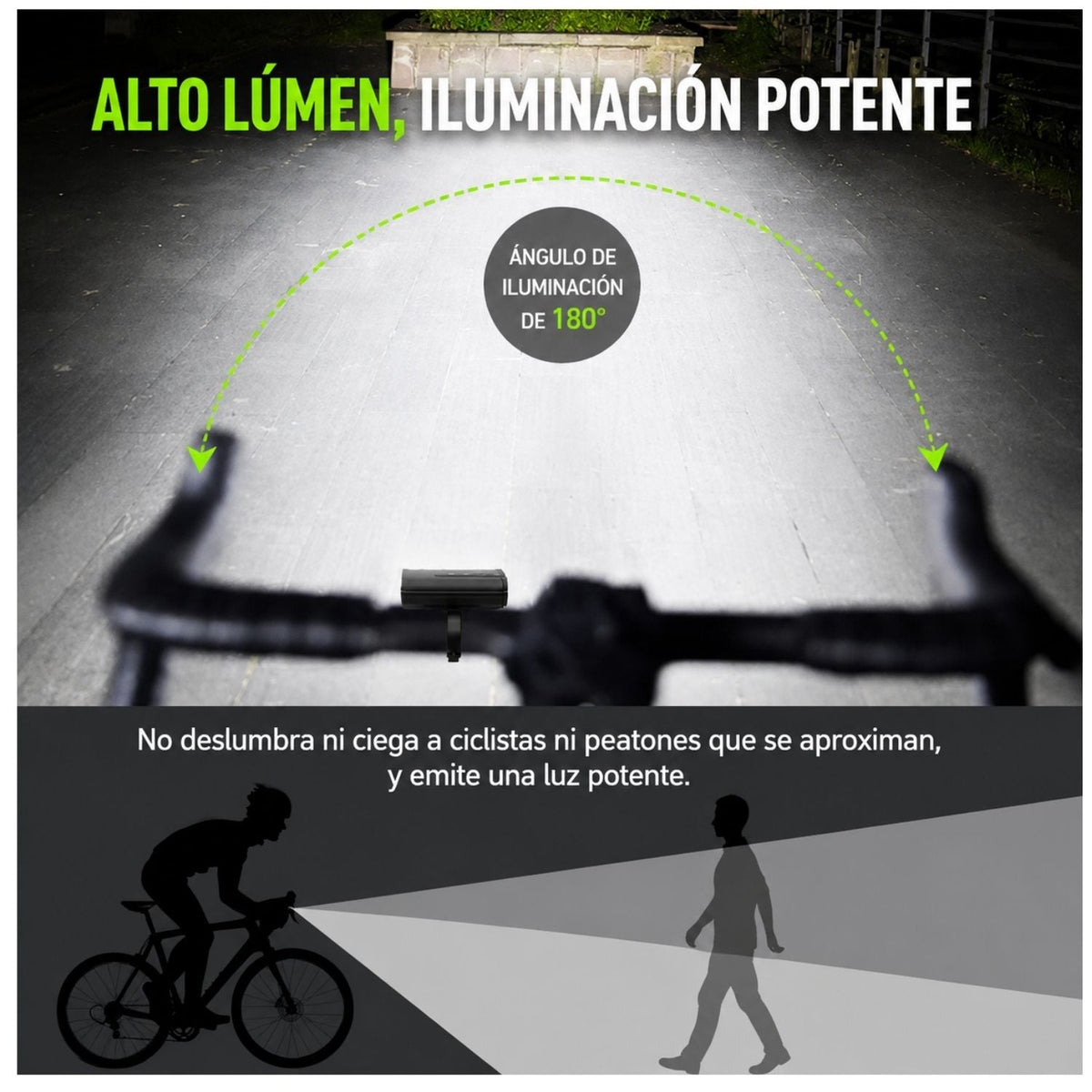 Barra LED recargable para bicicleta con ángulo de 180° y pantalla de batería - foto 4