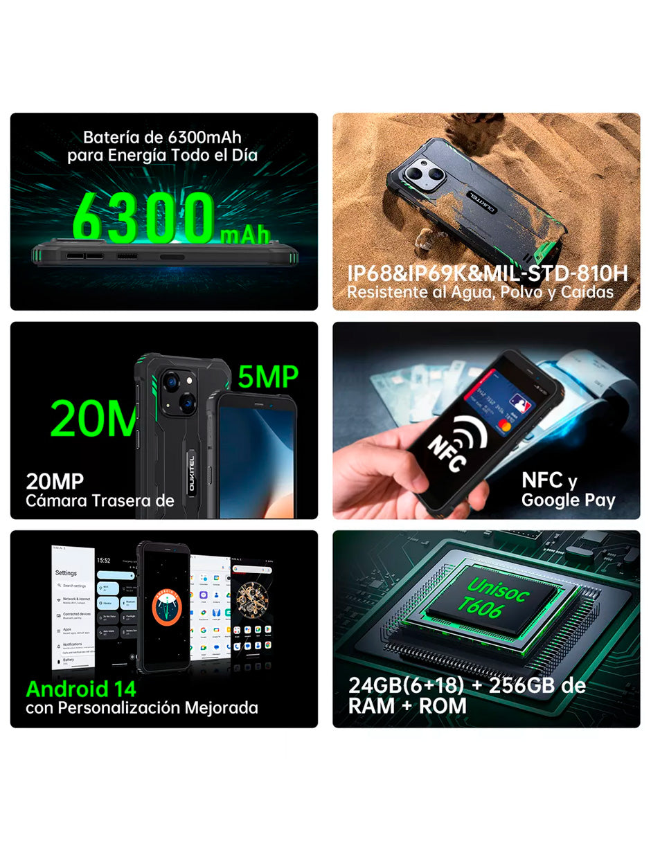 SmartPhone Wp32pro 256gb Rom 6300 Mah  Nfc/nfc/gps/faceid Andriod 14 Negro