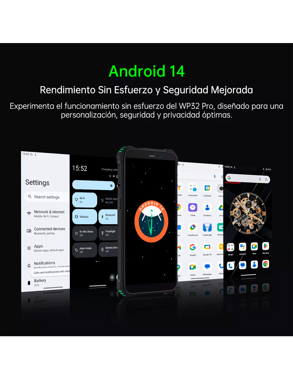 SmartPhone Wp32pro 256gb Rom 6300 Mah  Nfc/nfc/gps/faceid Andriod 14 Negro