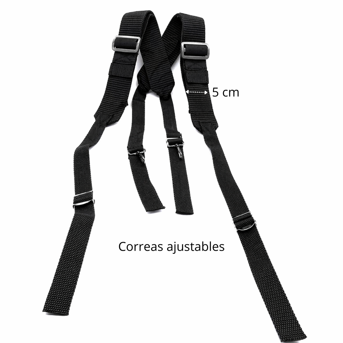 Arnés táctico ajustable con ganchos metálicos y correas gruesas - foto 5