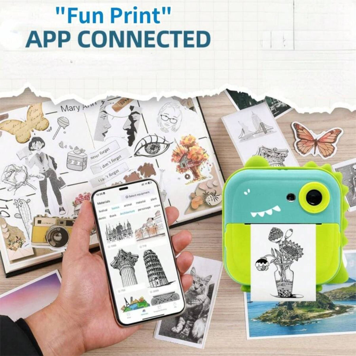 Cámara de impresión instantánea con rollos, 48 MP, juegos, música y video XJ005 - foto 2