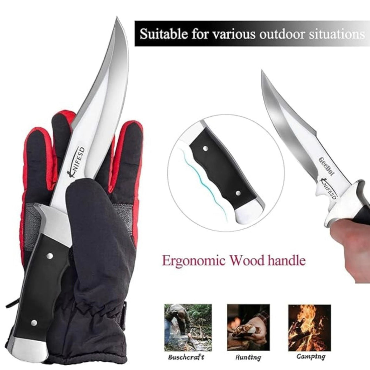 Cuchillo de hoja fija para supervivencia con funda, versión CH - foto 4