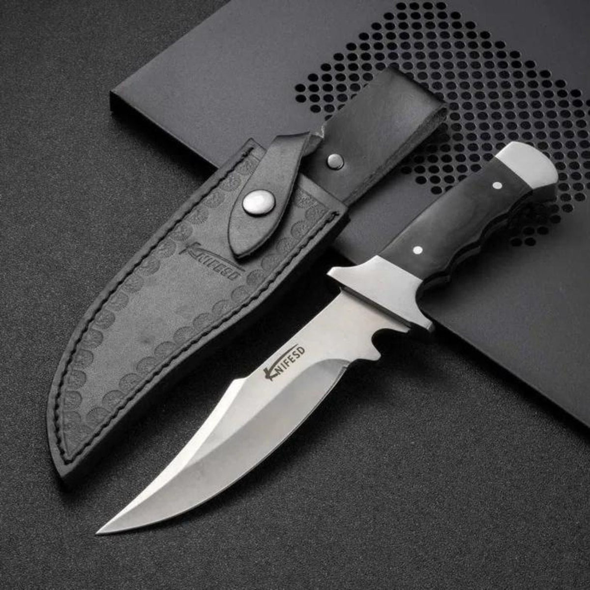 Cuchillo de hoja fija para supervivencia con funda, versión CH