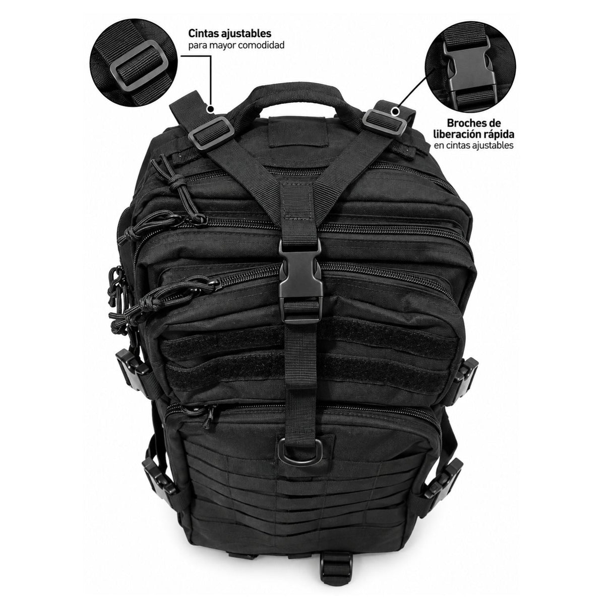 Mochila táctica de 34 L con MOLLE, forro impermeable y 4 compartimentos - foto 5