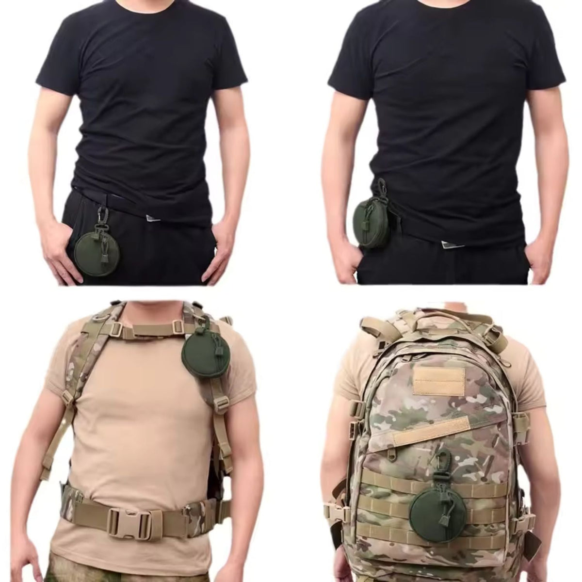 Mini bolsa EDC con mosquetón giratorio y doble cremallera - foto 3