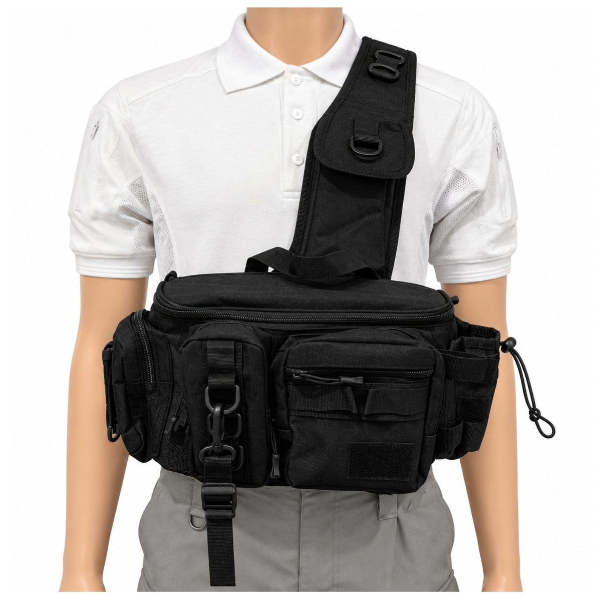 Bolsa táctica de hombro tipo bandolera con cinturón y muchos compartimentos - foto 2