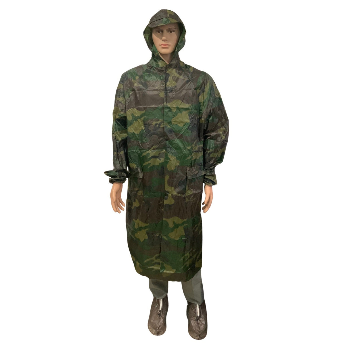 Impermeable camuflaje con capucha, visera y funda de transporte