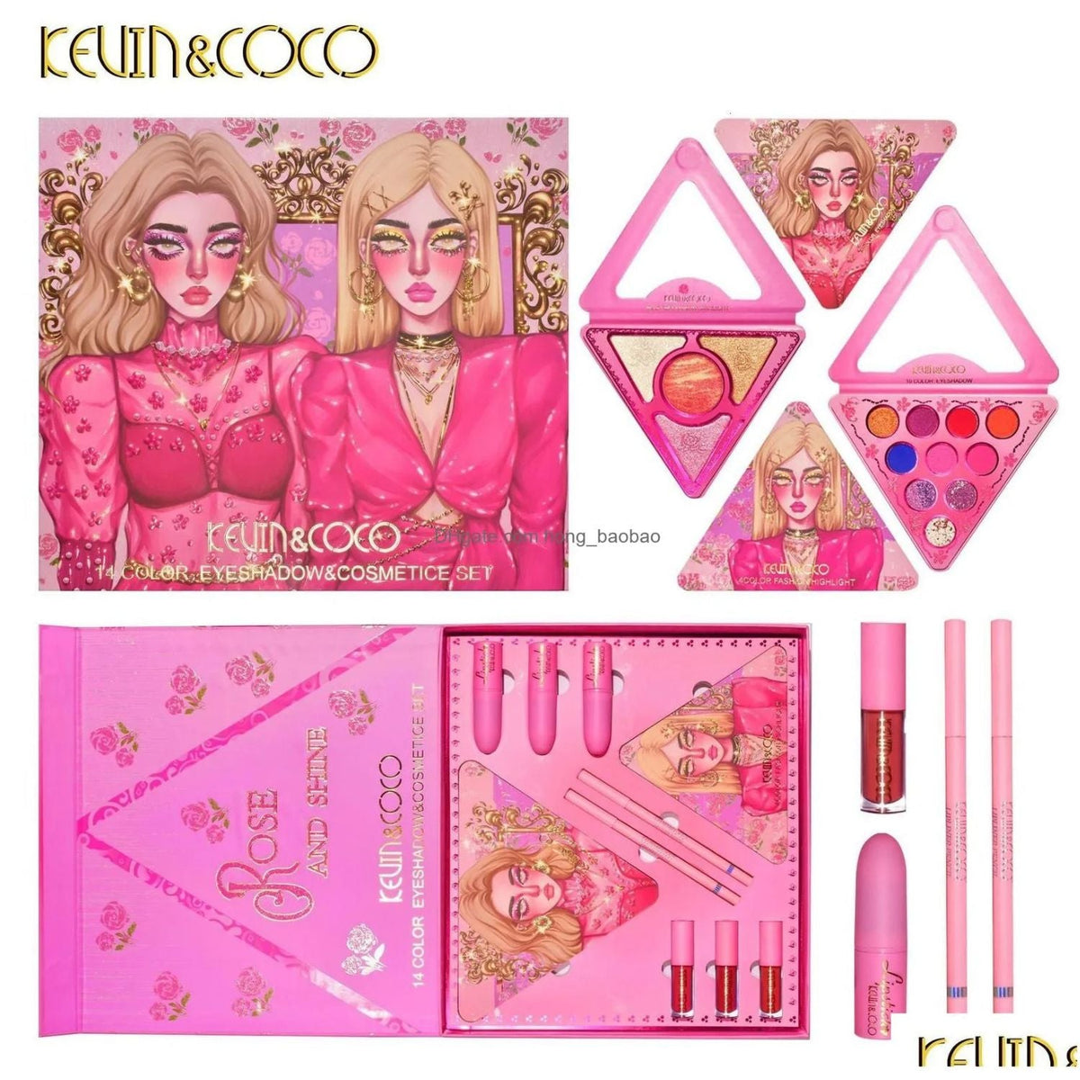 Paleta de maquillaje con sombras, iluminadores y labiales - foto 4