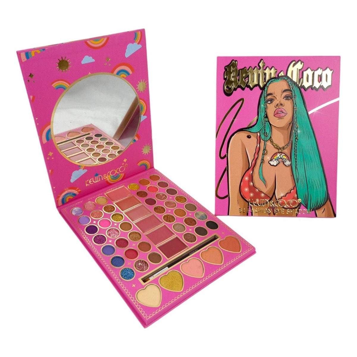 Set de maquillaje con sombras, iluminadores y labial: 53 tonos