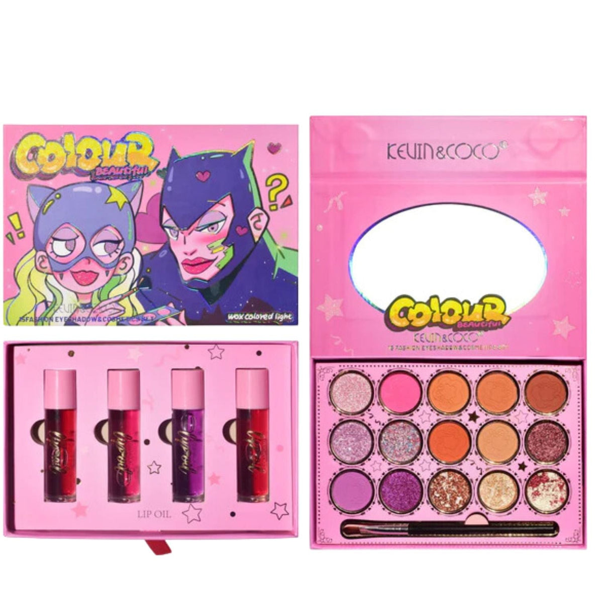 Set de maquillaje con 15 sombras y 4 labiales