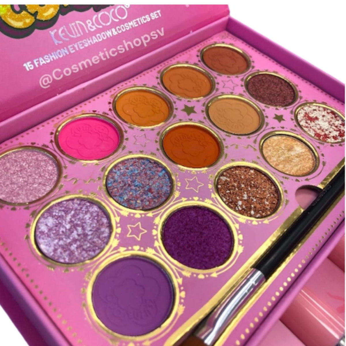 Set de maquillaje con 15 sombras y 4 labiales - foto 3