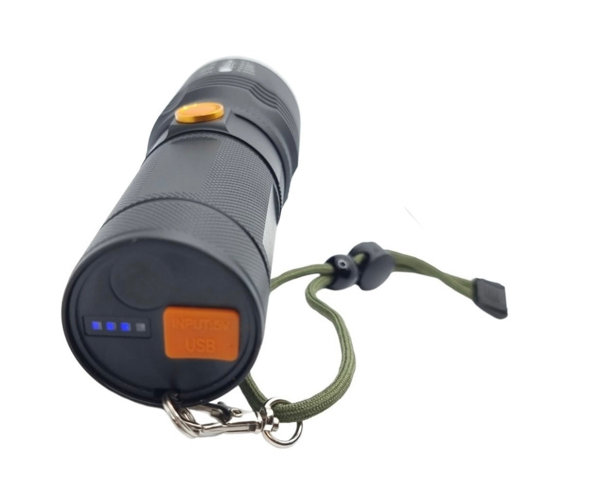 Linterna LED T9 de 20000 lm con zoom, power bank e indicador de carga BL2018 - foto 2
