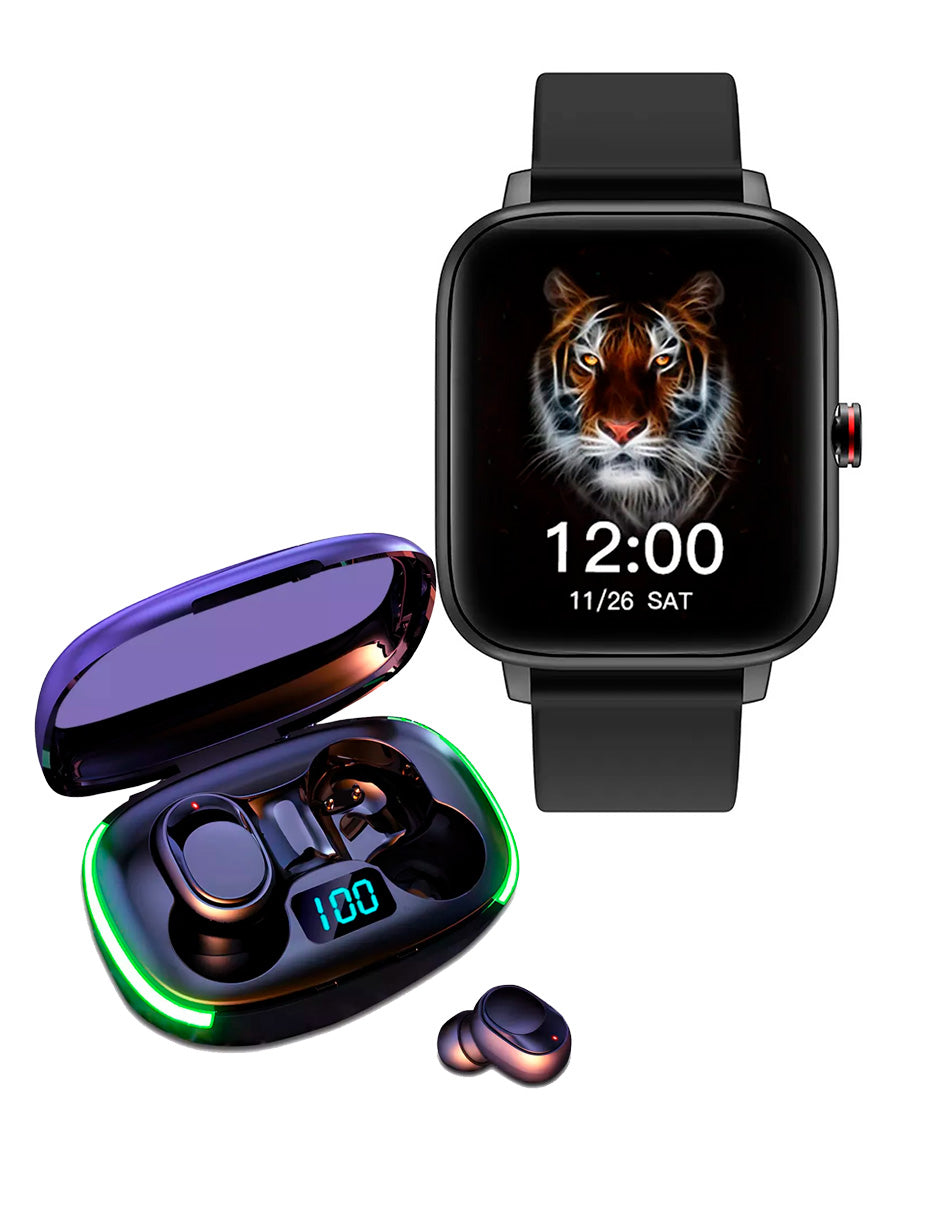 Combo Reloj Inteligente P8Max con Auriculares Led Petukita Box