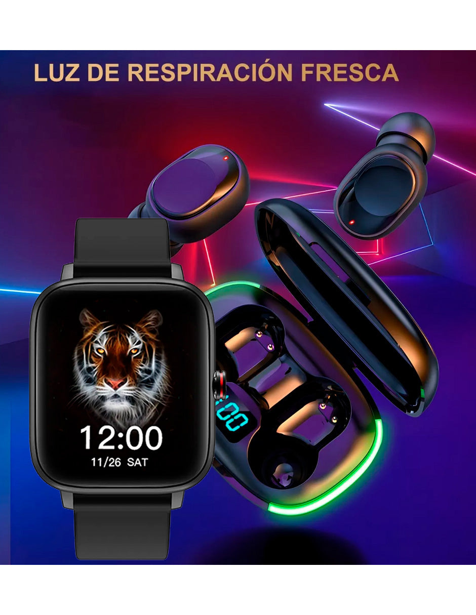 Combo Reloj Inteligente P8Max con Auriculares Led Petukita Box