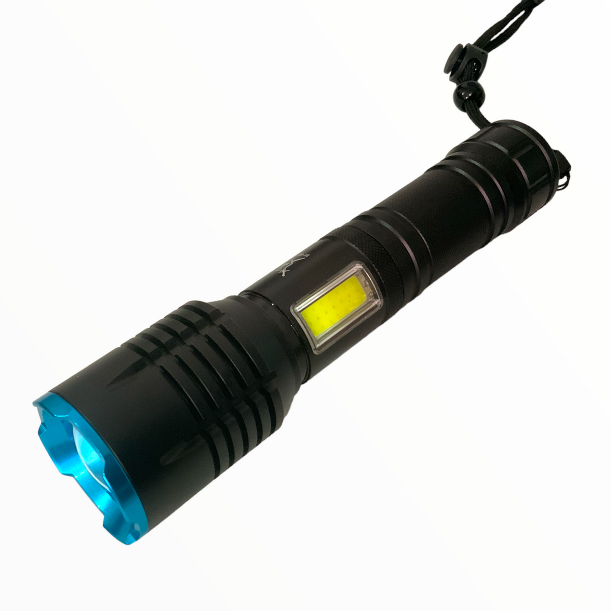 Linterna LED T9 con luz lateral blanca y roja, 5000 lúmenes, USB DT500