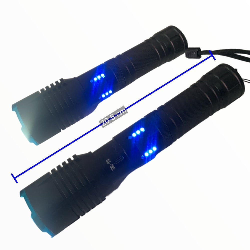 Linterna LED T9 con luz lateral blanca y roja, 5000 lúmenes, USB DT500 - foto 2