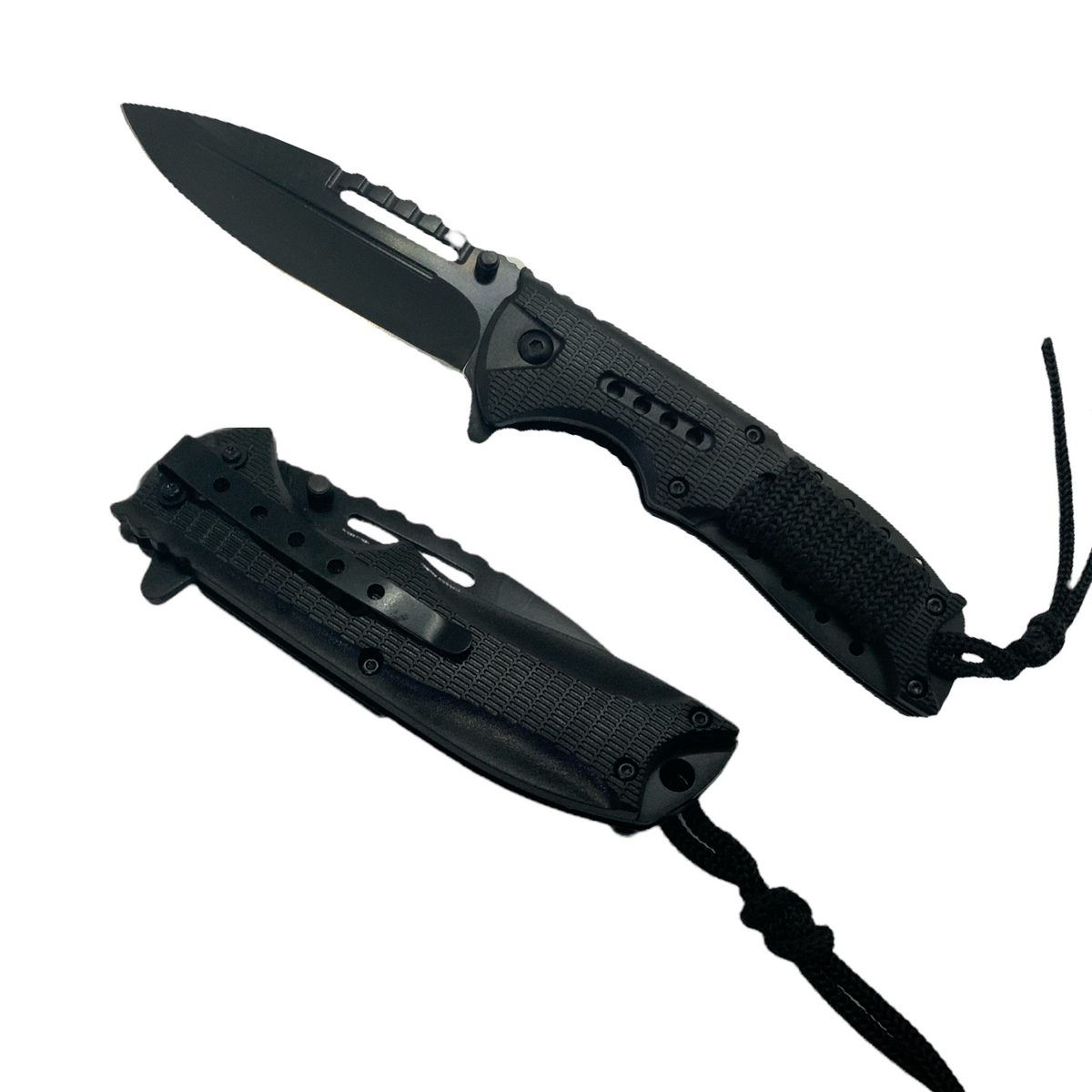 Navaja plegable con cuerda paracord y clip F302