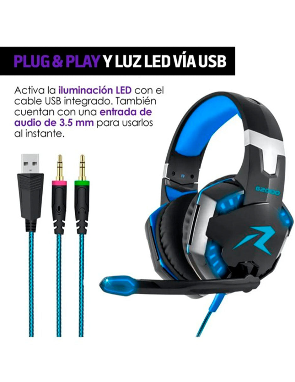 Audífonos Gamer G2000 con luz LED