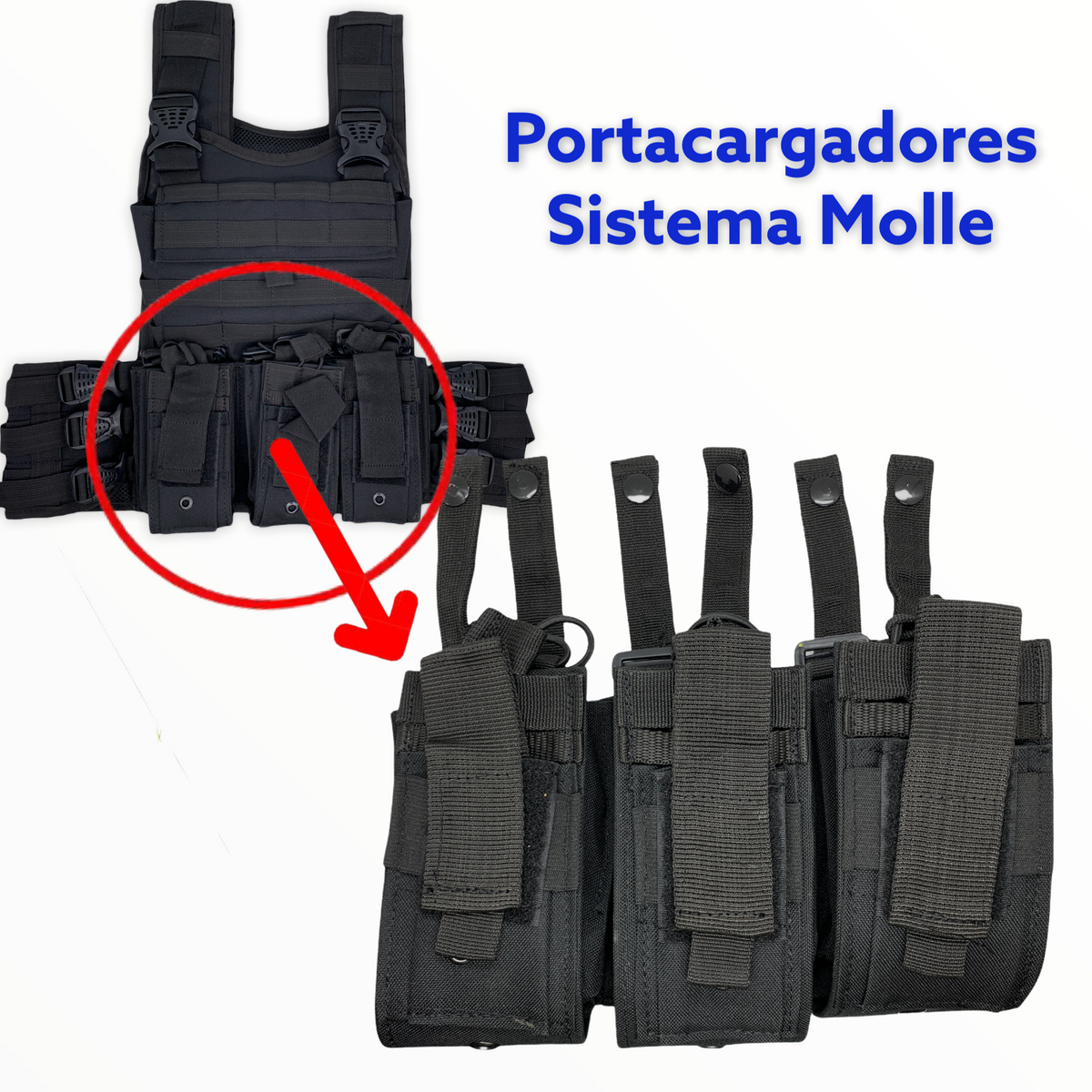 Set de 3 porta cargadores Molle para chaleco, cinturón o mochila - foto 2