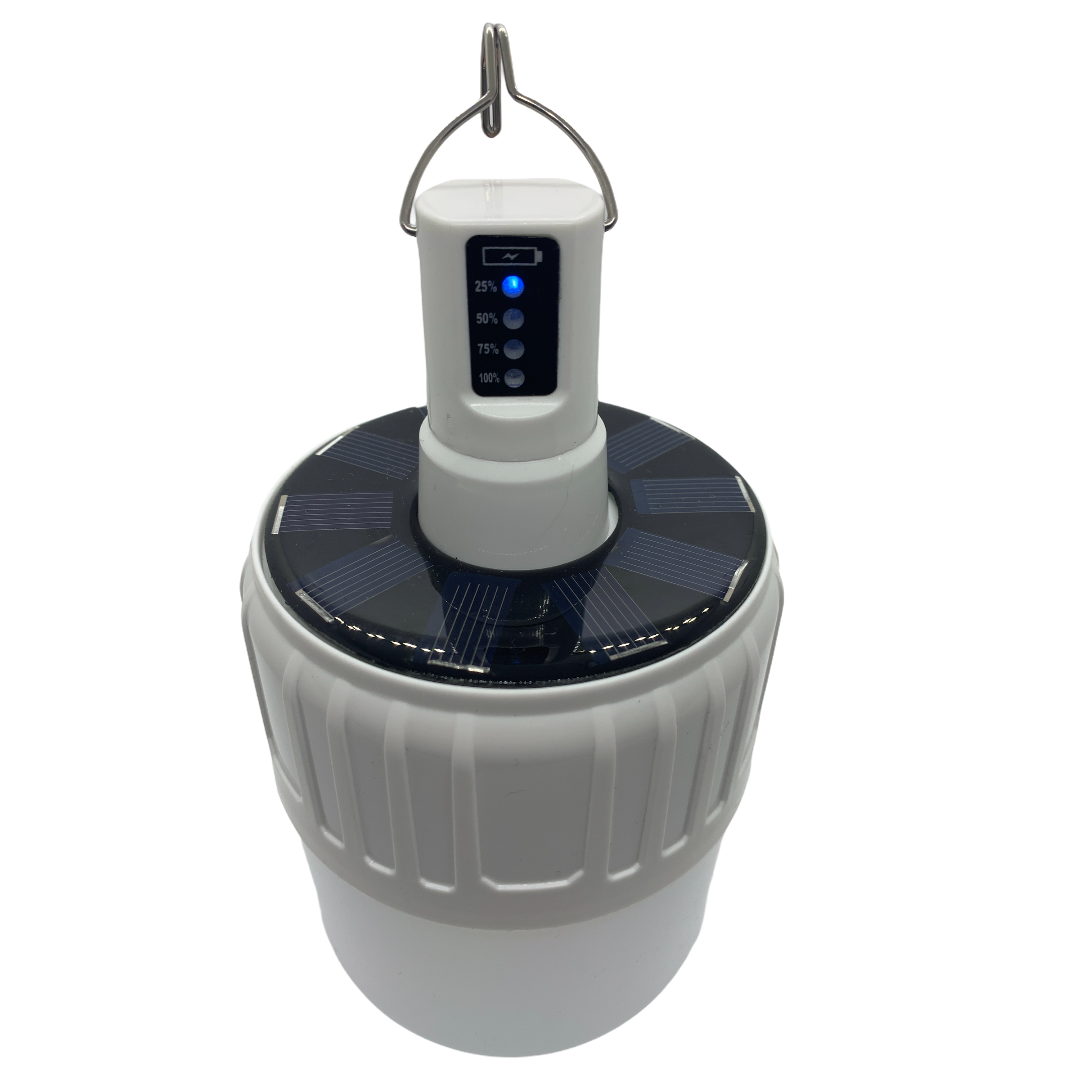 Foco LED de 18 W recargable por solar y cable V8 con tres modos