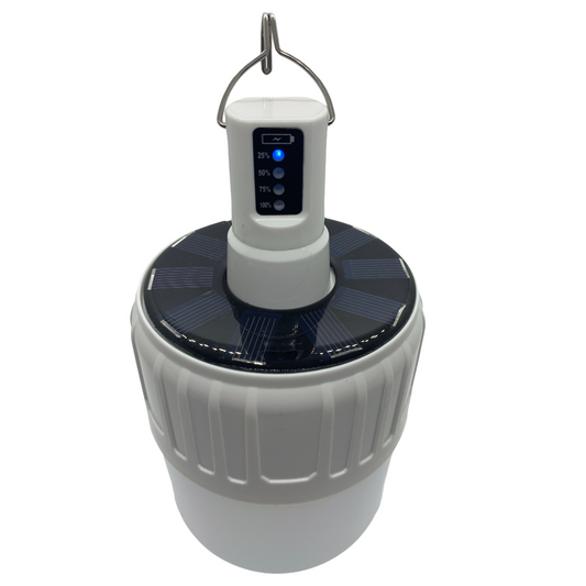Foco LED de 18 W recargable por solar y cable V8 con tres modos
