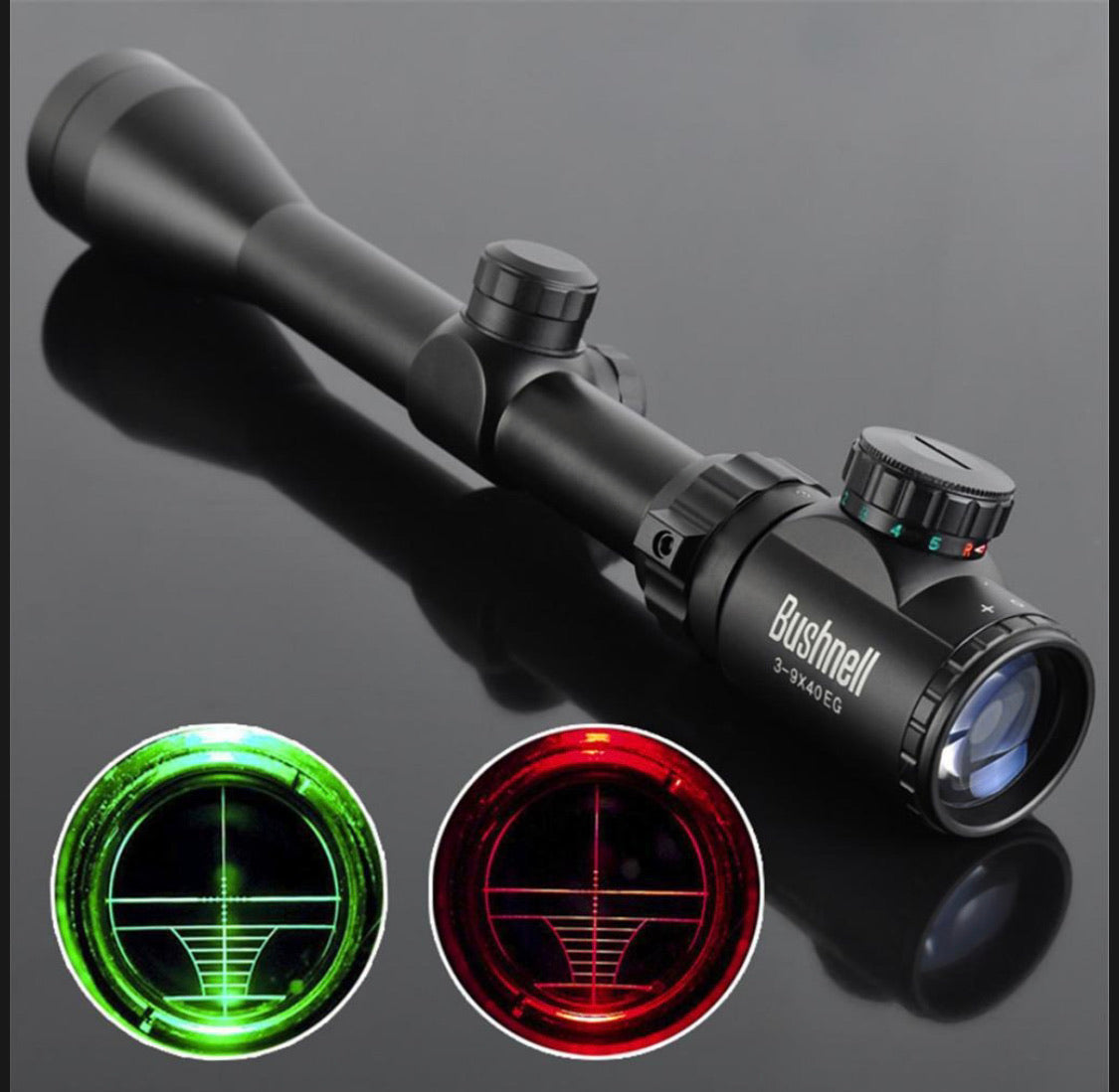Mira telescópica retroiluminada verde y rojo 3-9x40 con monturas - foto 6