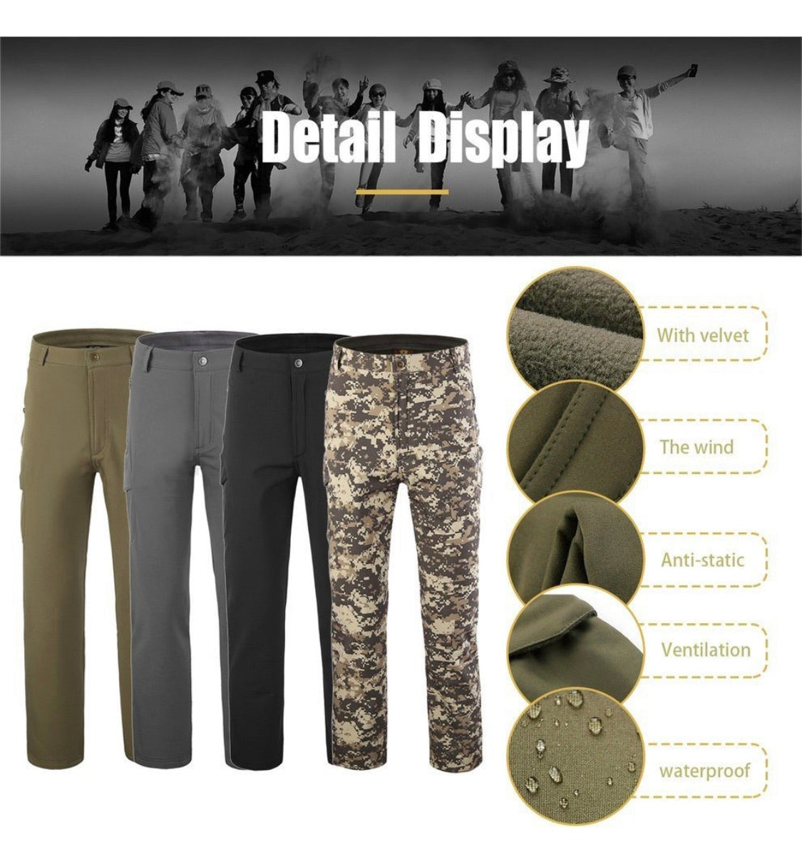 Pantalón térmico impermeable de piel de tiburón para moto - foto 5
