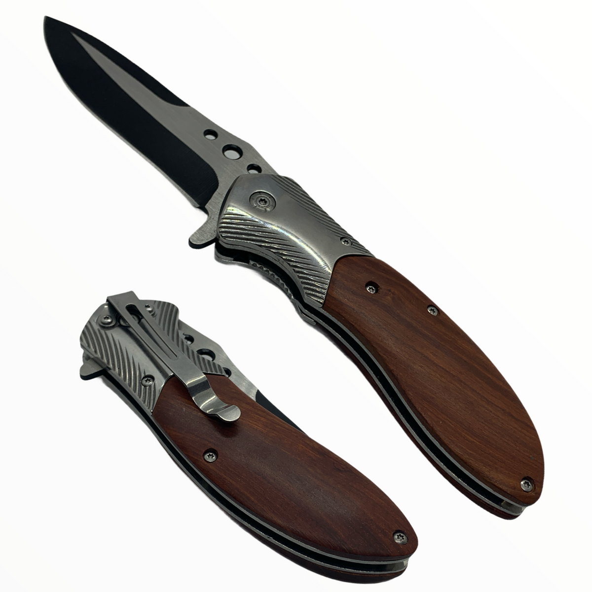 Cuchillo de 22 cm con mango de madera y cromo, con clip - foto 2