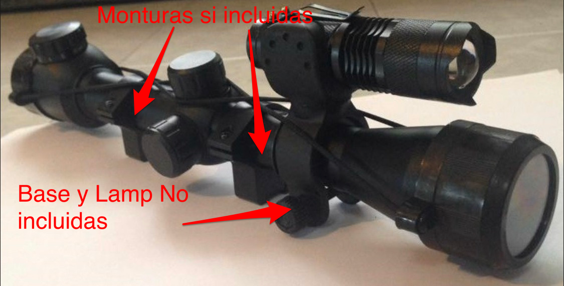 Mira telescópica retroiluminada verde y rojo 3-9x40 con monturas - foto 12
