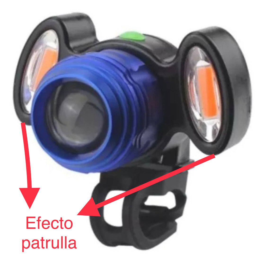 Lámpara de 3000 lm para cabeza y bicicleta con luces laterales azul y rojo - foto 4