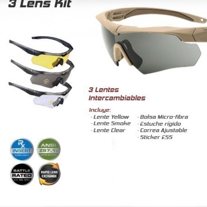 Lentes balísticos con 3 micas antiempañantes y base para graduación - foto 3